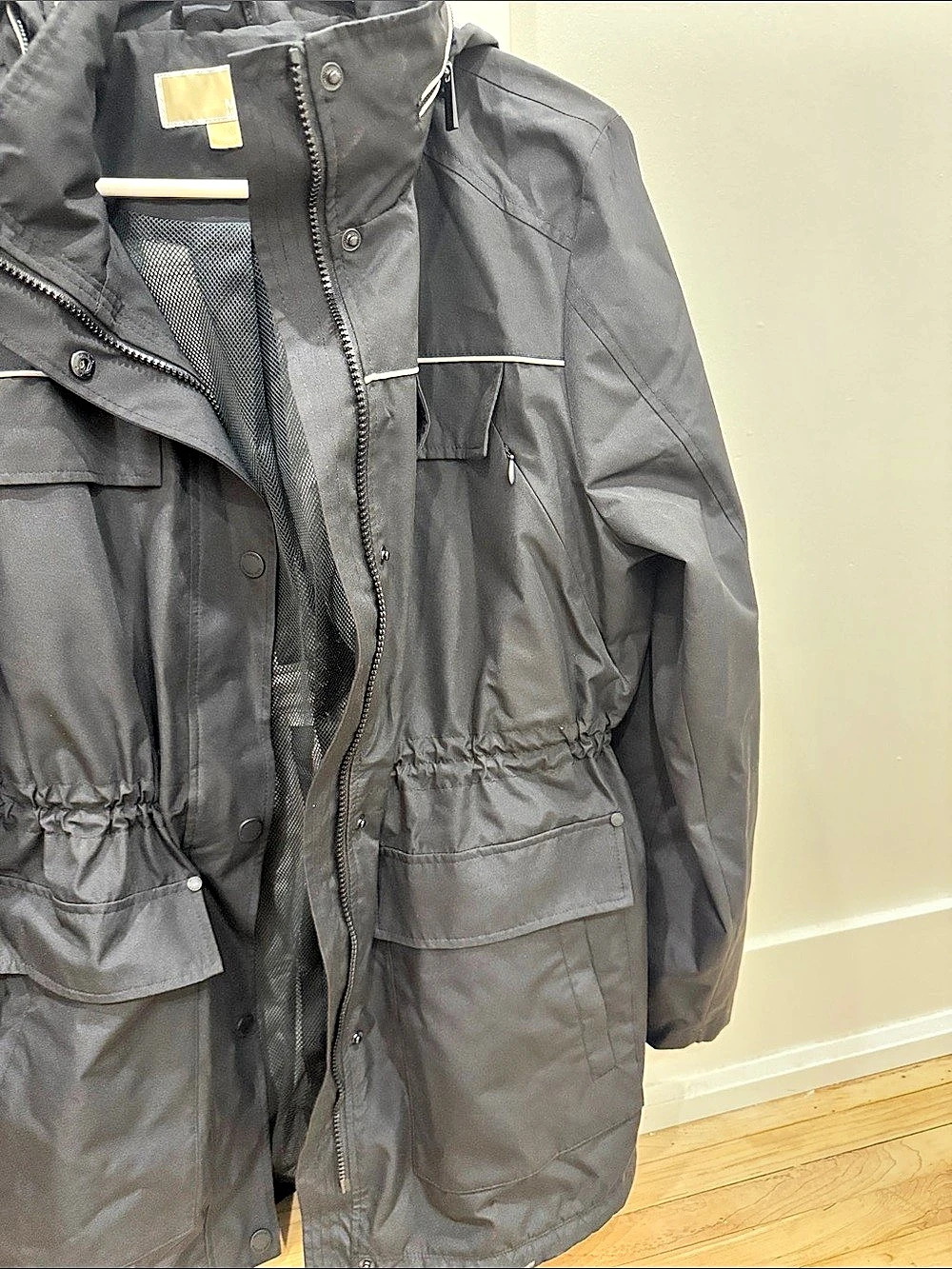 Michael Kors Women's Black Utility Hooded Jacket Size Large - Picture 4 of 8